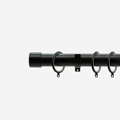 Matt Black 28mm End Cap Fixed Length Metal Curtain Pole  320Cm - image 1