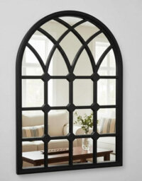 Deenz Arched Top Window Wall Hanging Mirror Black Finish Plastic Frame Grid Pattern Indoor/outdoor Use Style Elegant Decor 71X50Cm - thumbnail 4