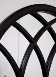 Deenz Arched Top Window Wall Hanging Mirror Black Finish Plastic Frame Grid Pattern Indoor/outdoor Use Style Elegant Decor 71X50Cm - thumbnail 5