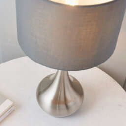 Anson Lighting Leahurst Table Light Finished In Satin Nickel Plate And Grey Fabric - thumbnail 5