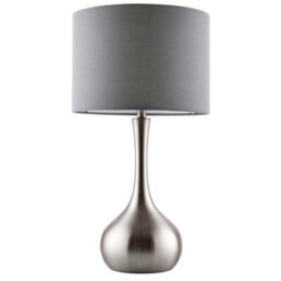 Anson Lighting Leahurst Table Light Finished In Satin Nickel Plate And Grey Fabric - thumbnail 7