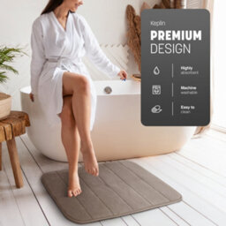 Keplin 50X60Cm Memory Foam Bath Mat Ultra Soft, Highly Absorbent, Non Slip, Machine Washable, Beige - thumbnail 3