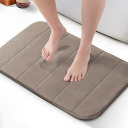 Keplin 50X60Cm Memory Foam Bath Mat Ultra Soft, Highly Absorbent, Non Slip, Machine Washable, Beige
