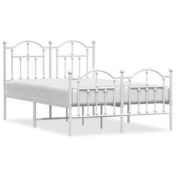 Berkfield Metal Bed Frame With Headboard And Footboard White 120X190 Cm - thumbnail 2