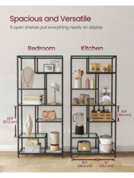 LEDREM Bookshelf, 6-Tier Tall Bookcase, Display Shelf, Plant Stand - thumbnail 2