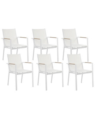 Beliani Set Of 6 Garden Chairs Busseto Metal White - image 1