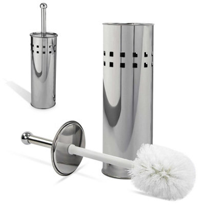 Stainless Steel Free Standing Home Bathroom Toilet Cleaning Brush & Holder Set - image 1