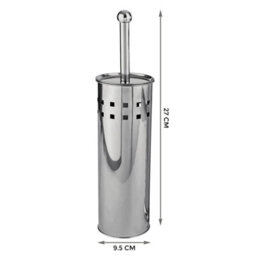 Stainless Steel Free Standing Home Bathroom Toilet Cleaning Brush & Holder Set - thumbnail 2