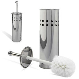 Stainless Steel Free Standing Home Bathroom Toilet Cleaning Brush & Holder Set - thumbnail 1