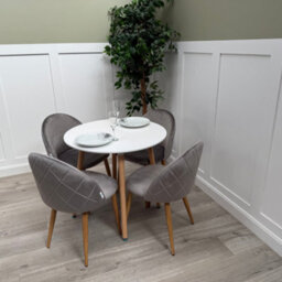 Life Interiors Lucia Dining Set With Round Table And Set Of 4 Lucia Velvet Dining Chairs - thumbnail 4