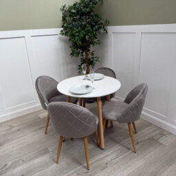 Life Interiors Lucia Dining Set With Round Table And Set Of 4 Lucia Velvet Dining Chairs - thumbnail 3