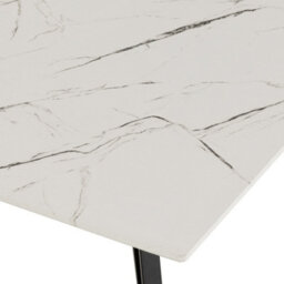 Seconique Marlow Dining Set White Marble With 4 Emerald Green Avery Velvet Chairs - thumbnail 5