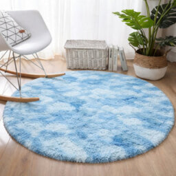 Aspire Homeware Non-Slip Tie Dye Teal Shaggy Rug Soft Fluffy Round, Living Area And Bedroom Rug, (L)120Cm X (W)120Cm - thumbnail 6