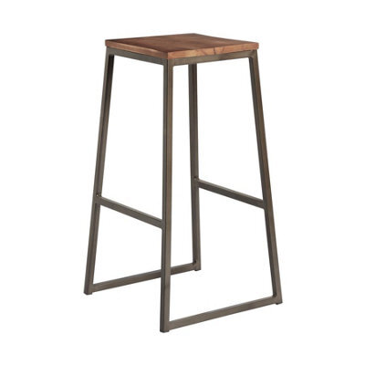 Style High Stool Lacquered Metal Frame - Teal Padded Seat Pad. - image 1