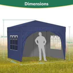 Birchtree Waterproof 3M X 3M Heavy Duty Pop Up Gazebo Marquee Garden Awning Party Tent Canopy Steel Frame - thumbnail 4