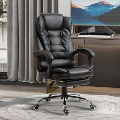 Homcom Executive Office Chair Pu Leather Swivel Chair With Footrest Black - image 1