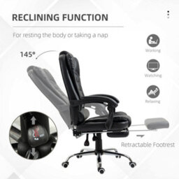 Homcom Executive Office Chair Pu Leather Swivel Chair With Footrest Black - thumbnail 5