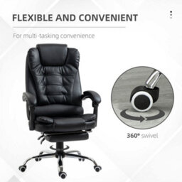 Homcom Executive Office Chair Pu Leather Swivel Chair With Footrest Black - thumbnail 6