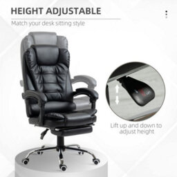 Homcom Executive Office Chair Pu Leather Swivel Chair With Footrest Black - thumbnail 4
