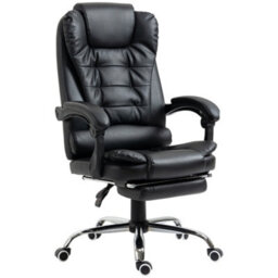 Homcom Executive Office Chair Pu Leather Swivel Chair With Footrest Black - thumbnail 2