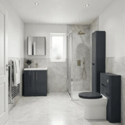 Balterley Bramshall Contemporary Bathroom Floor Standing 2-Door Vanity Unit & Mid-Edge Basin, Dark Grey, 800mm - thumbnail 2