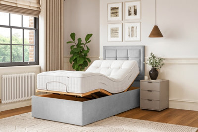 Grand Motion Smart Electric Adjustable Bed Set With Mattress And Headboard, Silver