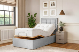 Grand Motion Smart Electric Adjustable Bed Set With Mattress And Headboard, Silver