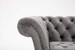 Grey 2 Seater Handmade Chesterfield Sofa Armchair Settee Love Seat Velvet - D Pro T Homeware - thumbnail 2
