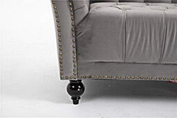 Grey 2 Seater Handmade Chesterfield Sofa Armchair Settee Love Seat Velvet - D Pro T Homeware - thumbnail 3