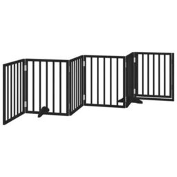 Walplus Black Dog Gate With Door Foldable 6 Panels 300 Cm Poplar Wood - thumbnail 6