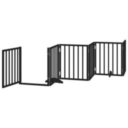 Walplus Black Dog Gate With Door Foldable 6 Panels 300 Cm Poplar Wood - thumbnail 4