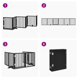 Walplus Black Dog Gate With Door Foldable 6 Panels 300 Cm Poplar Wood - thumbnail 7
