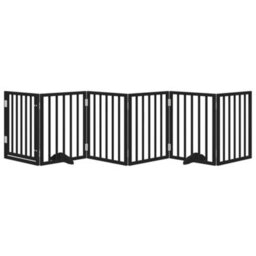 Walplus Black Dog Gate With Door Foldable 6 Panels 300 Cm Poplar Wood - thumbnail 3