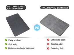 Fino Stone Stone Bath Mat Diatomaceous Earth Shower Mat Non-Slip Super Absorbent Diatomite Stone Mats For Bathroom Floor Quick-Drying - thumbnail 3
