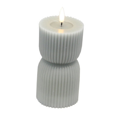 Luxe Collection Natural Glow 2.75X6 Grey Carved Led Candle - image 1