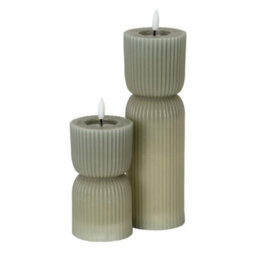 Luxe  Collection  Natural  Glow  2.75X6  Grey  Carved  Led  Candle - thumbnail 3