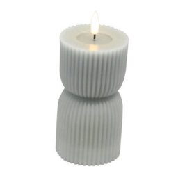 Luxe  Collection  Natural  Glow  2.75X6  Grey  Carved  Led  Candle