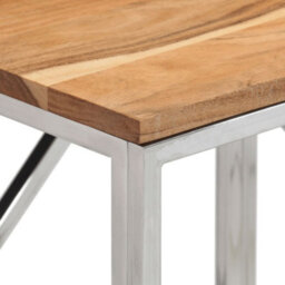 Berkfield Console Table Silver Stainless Steel And Solid Wood Acacia - thumbnail 4