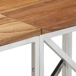 Berkfield Console Table Silver Stainless Steel And Solid Wood Acacia - thumbnail 5