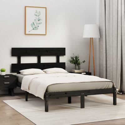 Berkfield Bed Frame Black Solid Wood 200X200 Cm - image 1