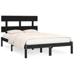 Berkfield Bed Frame Black Solid Wood 200X200 Cm - thumbnail 2