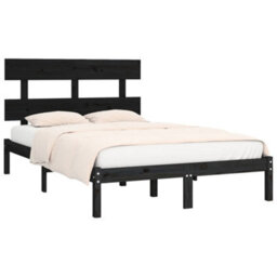 Berkfield Bed Frame Black Solid Wood 200X200 Cm - thumbnail 3
