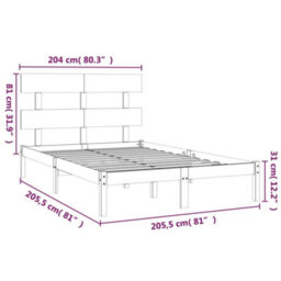Berkfield Bed Frame Black Solid Wood 200X200 Cm - thumbnail 6