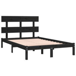 Berkfield Bed Frame Black Solid Wood 200X200 Cm - thumbnail 4