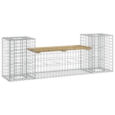 Berkfield Rustic Garden Bench Gabion Design 183X41X60.5 Cm Impregnated Wood Pine - image 1