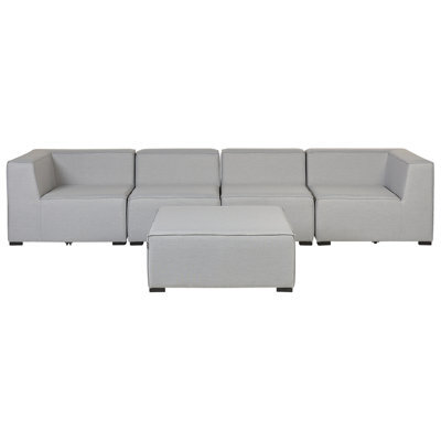 Beliani Garden Sofa With Ottoman 4 Seater Arezzo Modular Light Grey - image 1