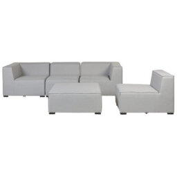 Beliani Garden Sofa With Ottoman 4 Seater Arezzo Modular Light Grey - thumbnail 7