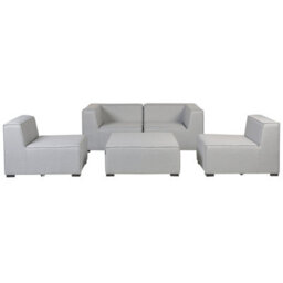 Beliani Garden Sofa With Ottoman 4 Seater Arezzo Modular Light Grey - thumbnail 6