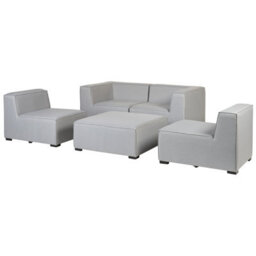 Beliani Garden Sofa With Ottoman 4 Seater Arezzo Modular Light Grey - thumbnail 9
