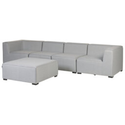 Beliani Garden Sofa With Ottoman 4 Seater Arezzo Modular Light Grey - thumbnail 5